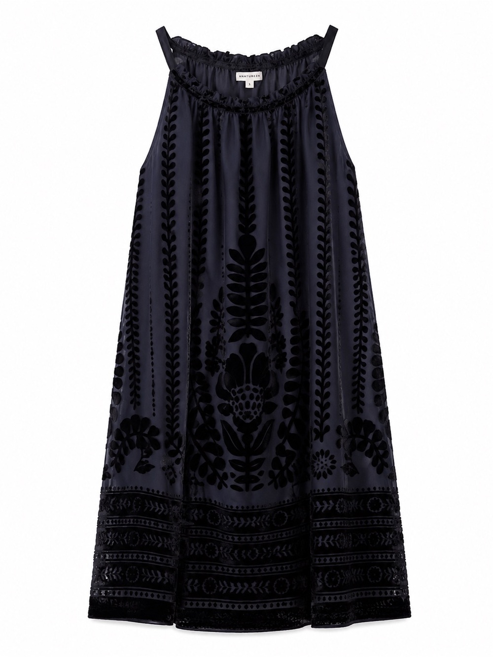 Max Studio Black Velvet Burnout A-Line Halter Dress for Girls
